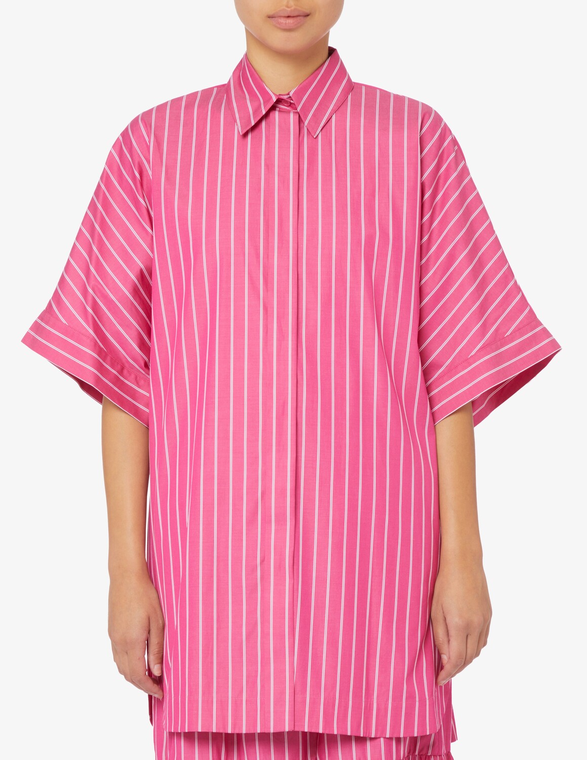 

Рубашка-туника из хлопка Anemone Max Mara Leisure, фуксия