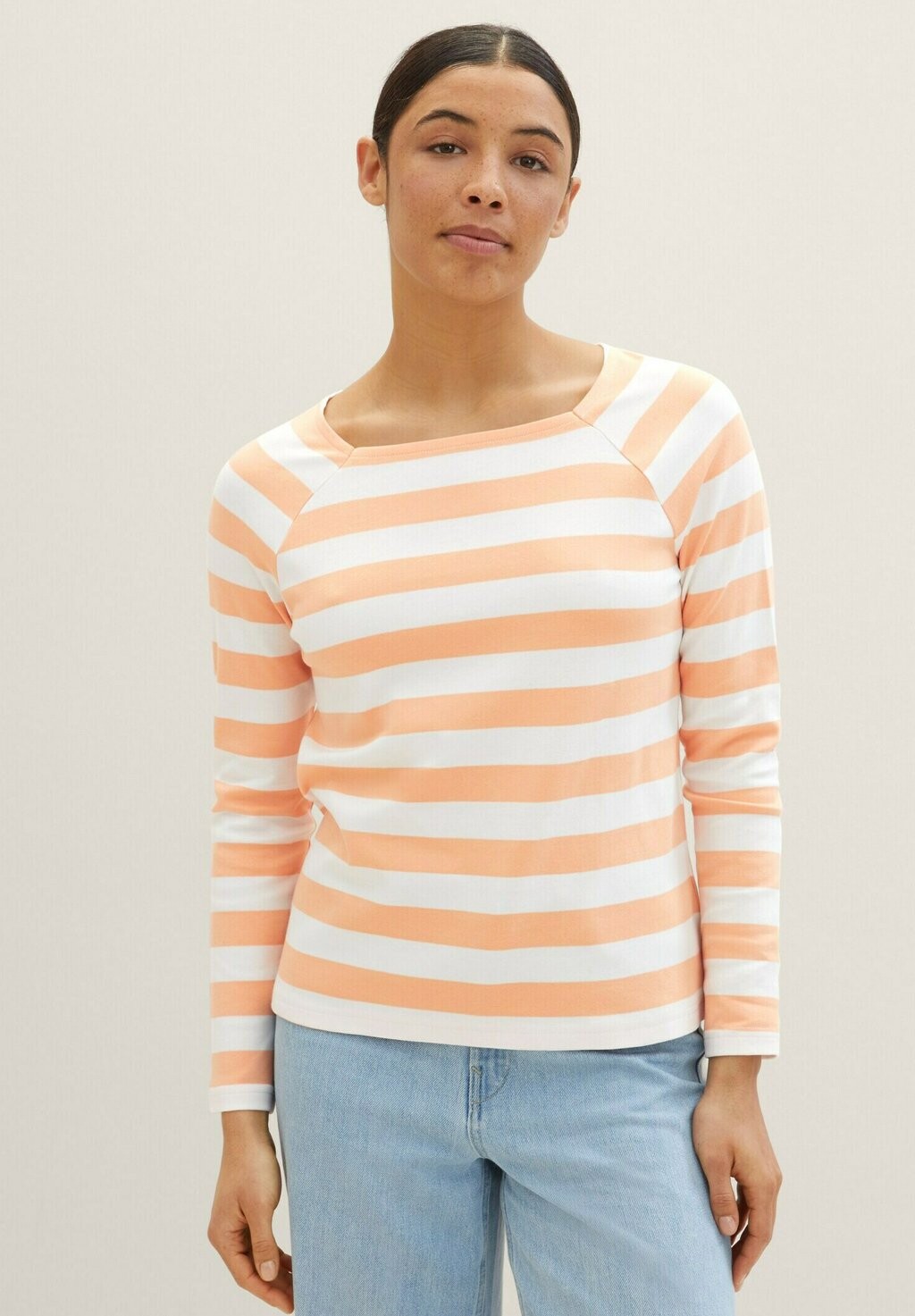 

Рубашка с длинным рукавом TOM TAILOR, цвет peach offwhite bold stripe