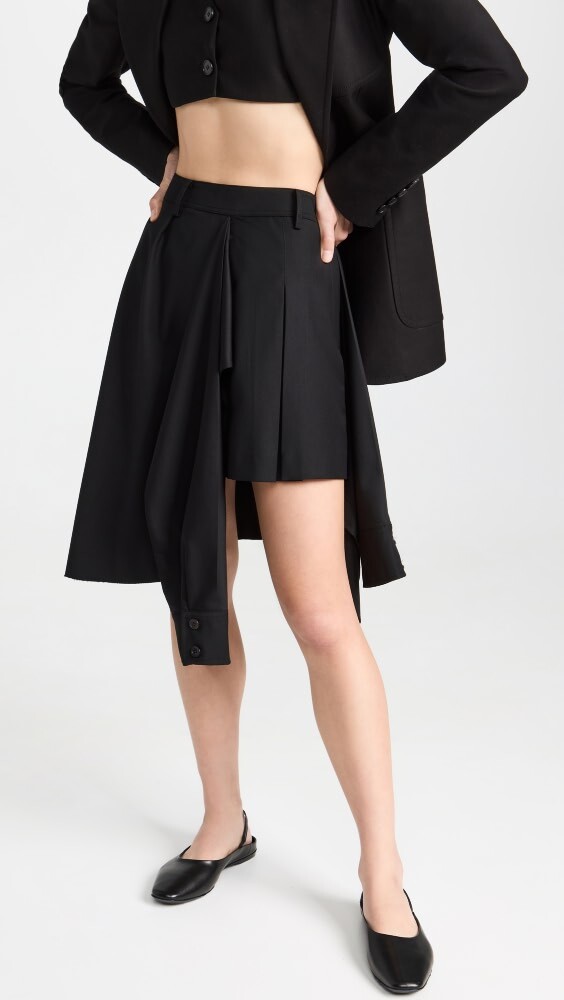 

Юбка GOEN.J Layered Raw Edge Pleated Mini, черный