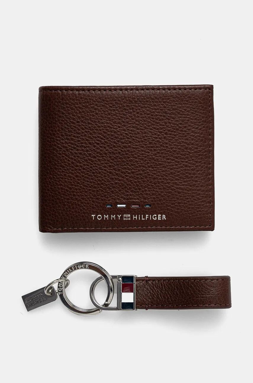 

Кожаный кошелек и брелок для ключей Tommy Hilfiger, коричневый