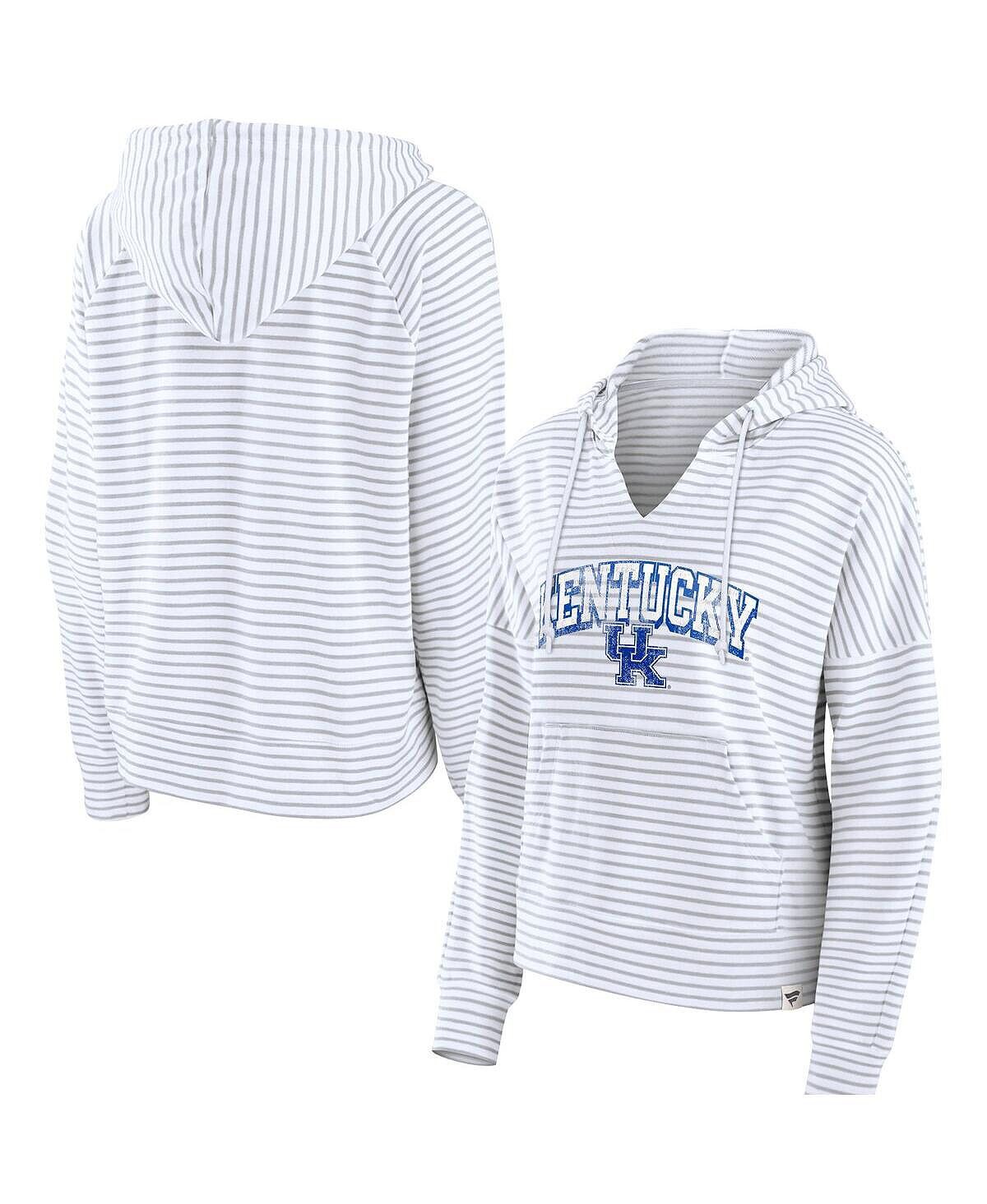 

Женский фирменный белый пуловер с капюшоном в полоску Kentucky Wildcats Fanatics, белый