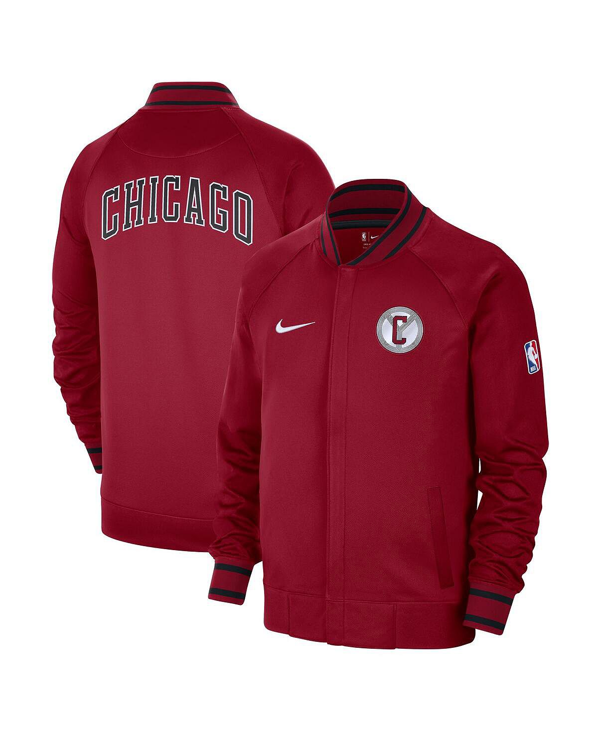 Мужская красно-белая куртка Chicago Bulls 2022/23 City Edition Showtime Thermaflex с молнией во всю длину Nike