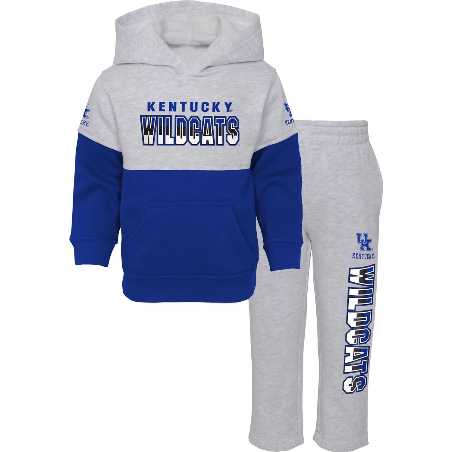 цена Комплект из пуловера с капюшоном и брюк для малышей Heather Grey/Royal Kentucky Wildcats Playmaker Outerstuff
