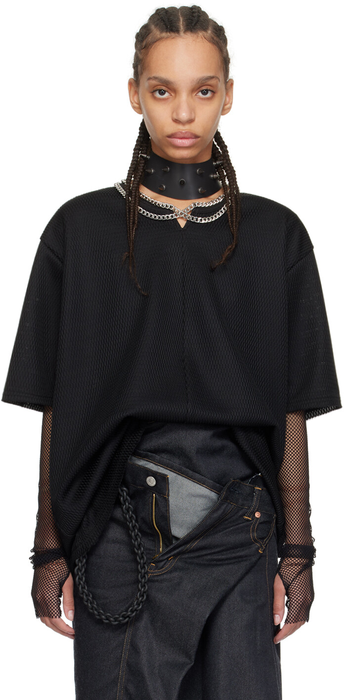 

Черная футболка с цепочкой Junya Watanabe