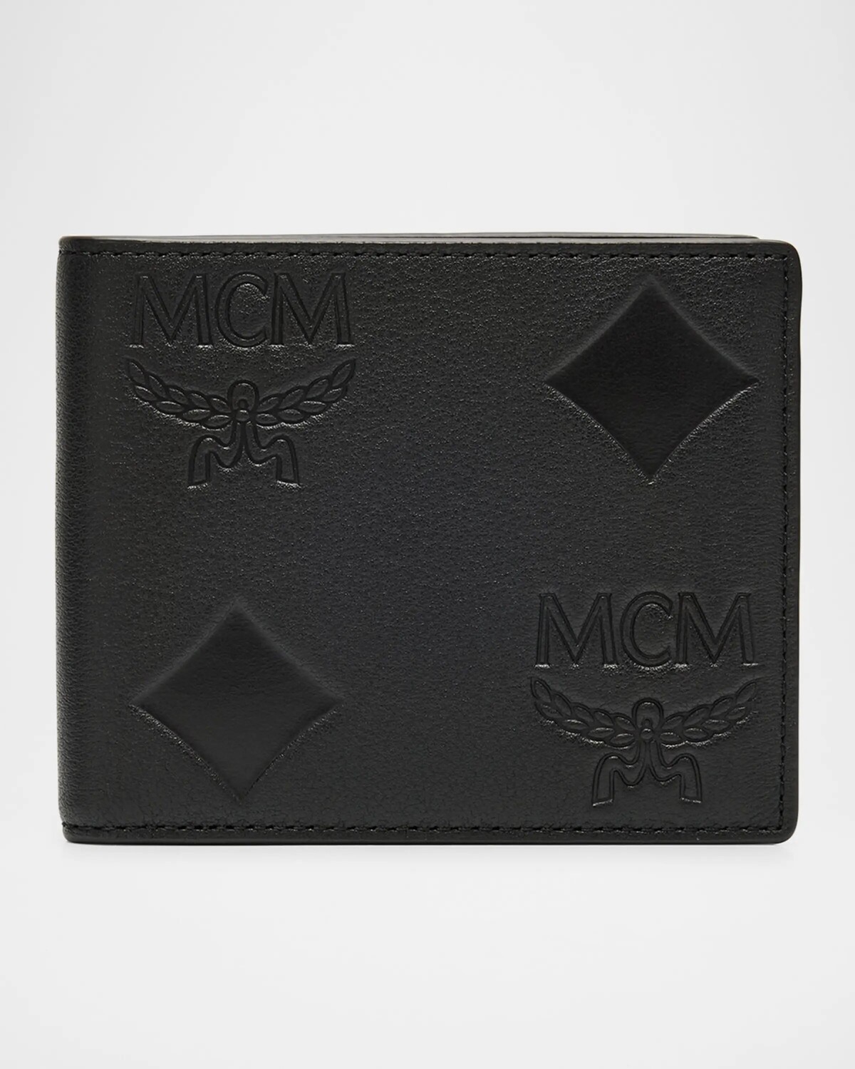 

Мужской кожаный кошелек двойного сложения с тиснением Monogram Mcm, черный