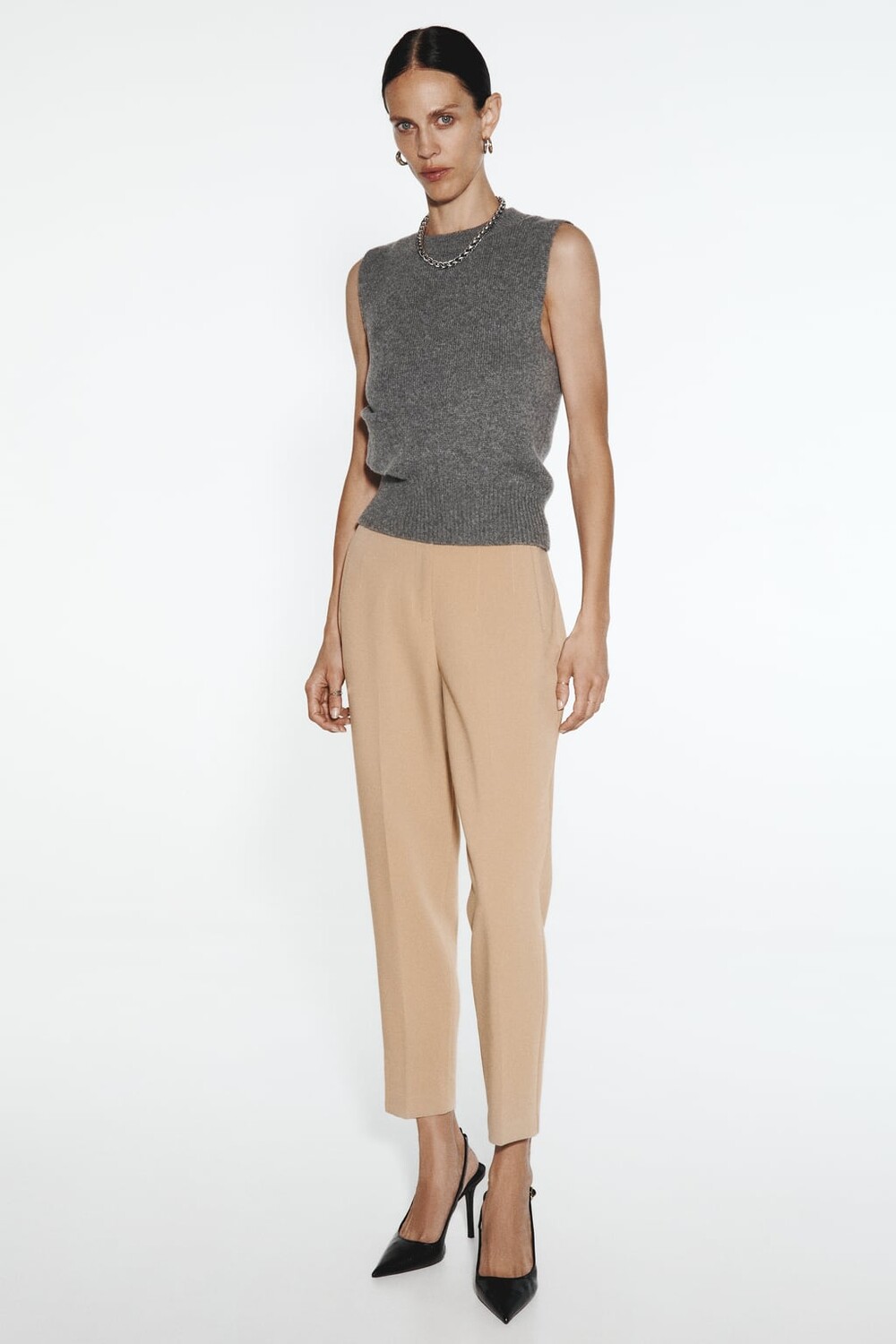 

Брюки с высокой талией ZARA, кэмел
