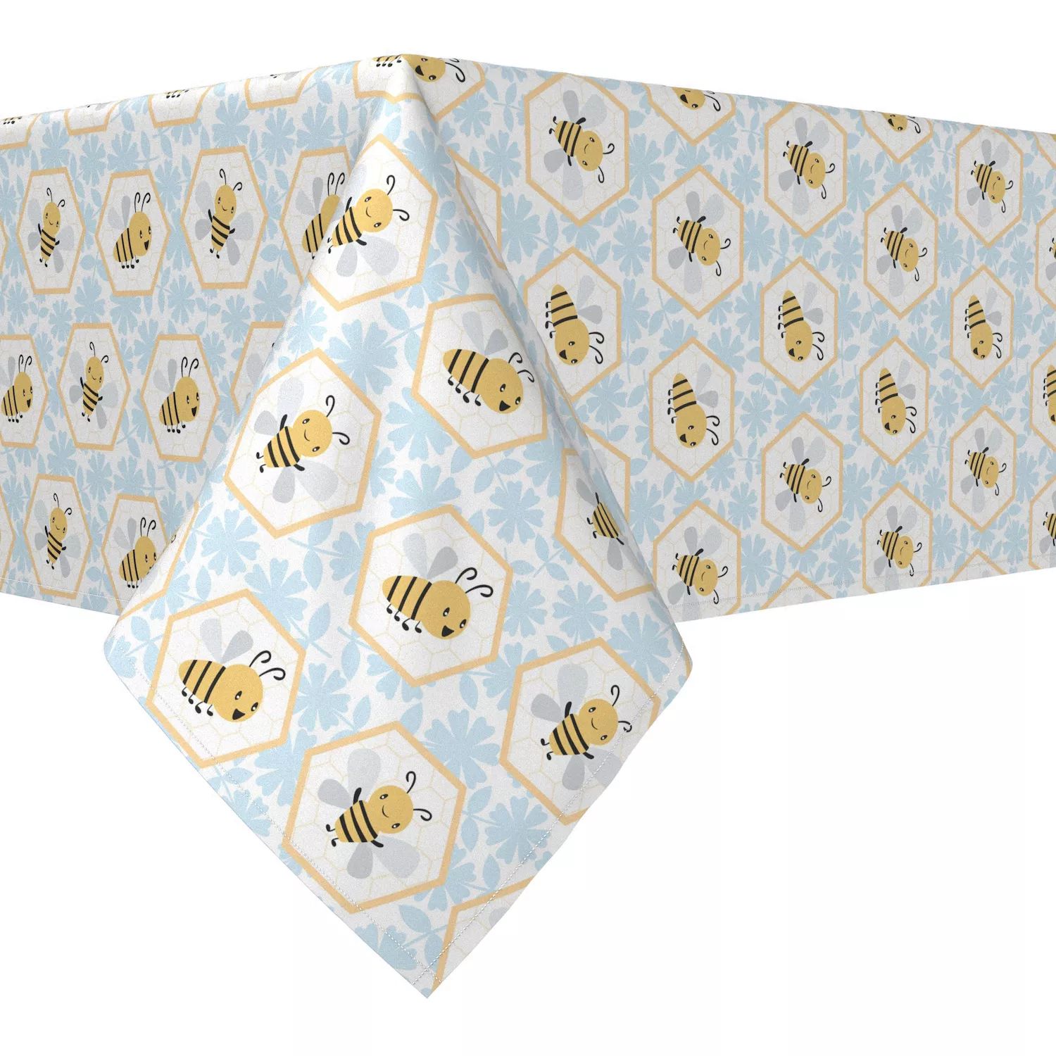 Прямоугольная скатерть, 100 % хлопок, 60x120 дюймов, мультяшные пчелы-соты. скатерть соты прямоугольная 160x135 см цвет серый