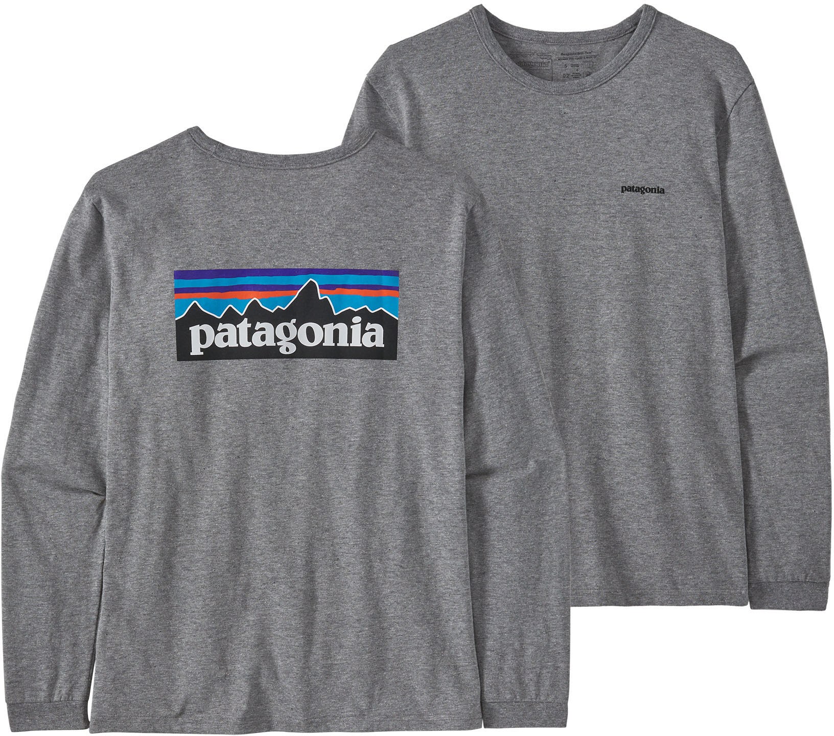 Футболка с длинными рукавами и логотипом P-6 Responsibili — женская Patagonia, серый футболка с принтом logo responsibili tee patagonia цвет milled yellow