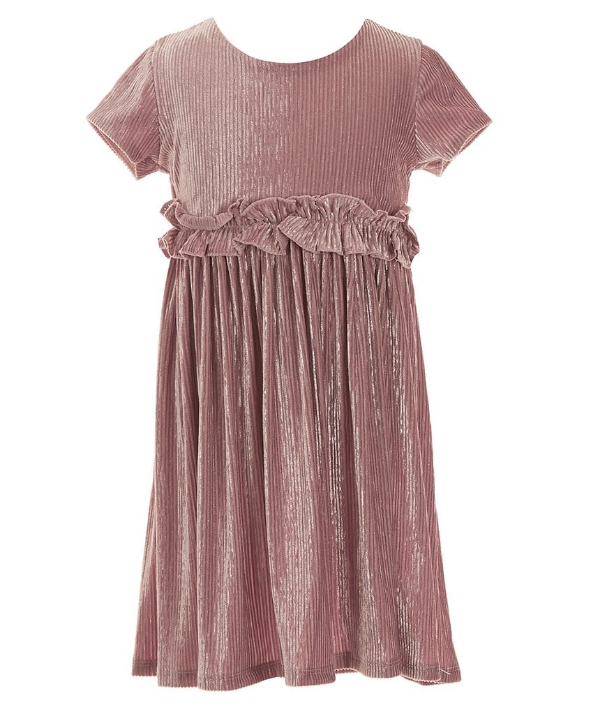 Bonnie Jean, комплект из эластичного бархатного платья с длинными рукавами и эластичным бархатным платьем с короткими рукавами для маленьких девочек от 2 до 6 лет, розовый