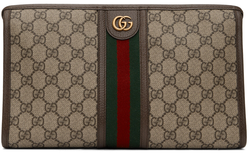 

Бежевый клатч Ophidia с узором GG Gucci