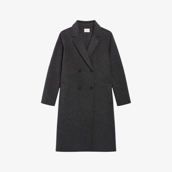Двустороннее двубортное пальто из смесовой шерсти Claudie Pierlot, цвет noir / gris