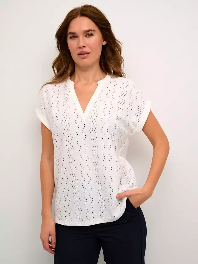 

Блуза KAFFE Rachel Short Sleeve Eyelet, цвет chalk
