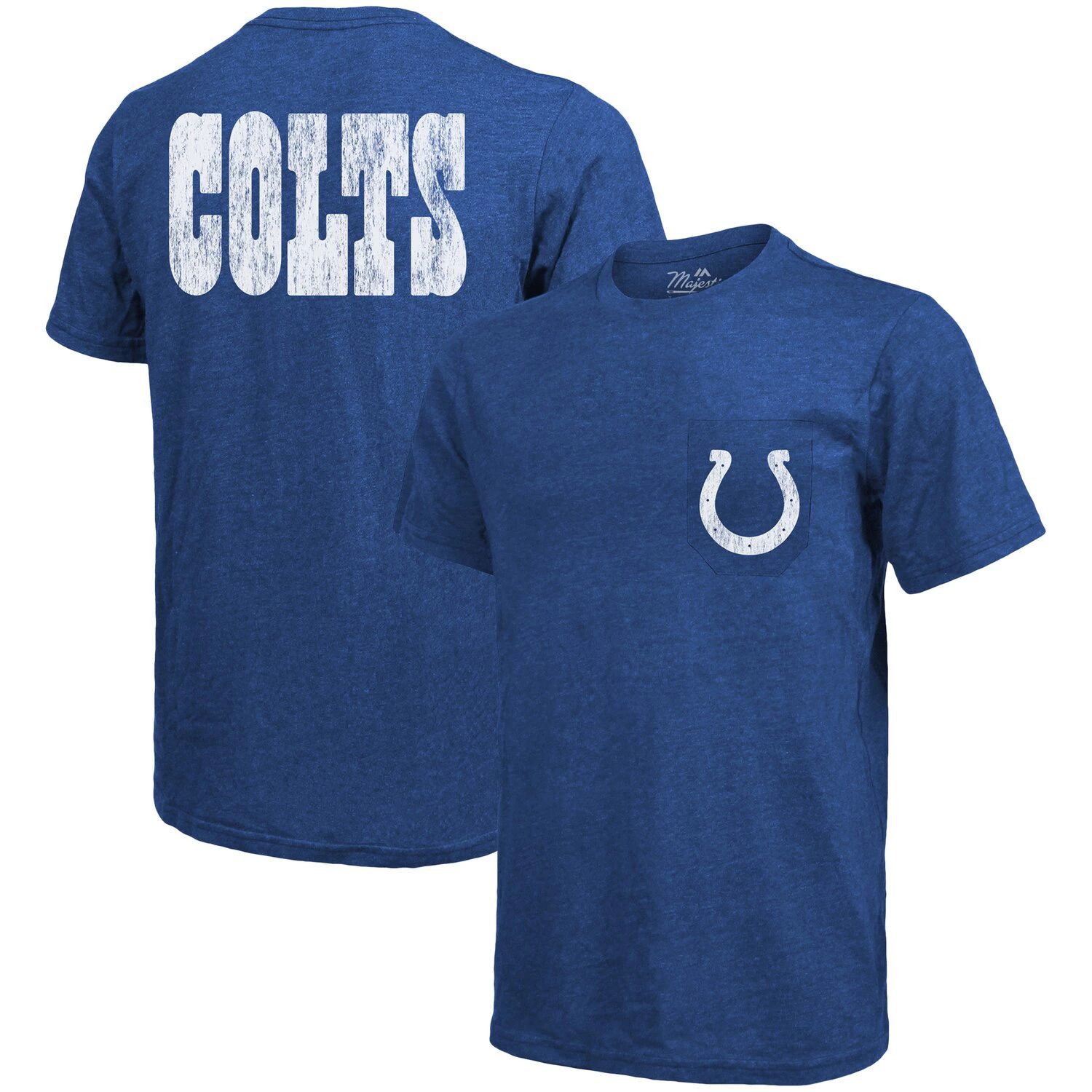 цена Футболка с карманами Tri-Blend Indianapolis Colts Threads - Heathered Royal Majestic