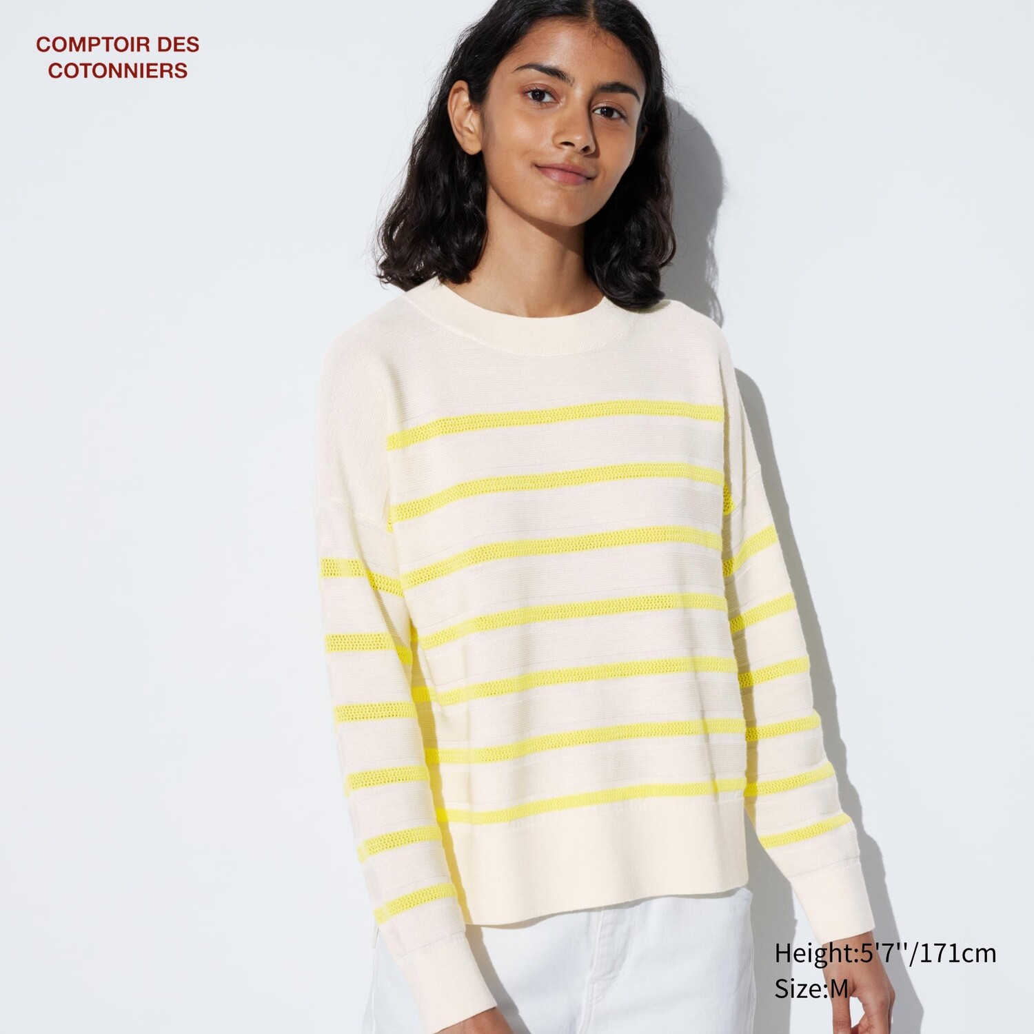 

Свитер из мериносовой шерсти в полоску UNIQLO, желтый