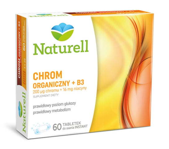 Naturell Organic Chromium + B3, пищевая добавка, 60 пастилок USP Zdrowie