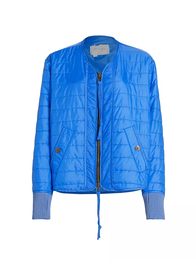 Синяя нейлоновая стеганая куртка Greg Lauren, синий