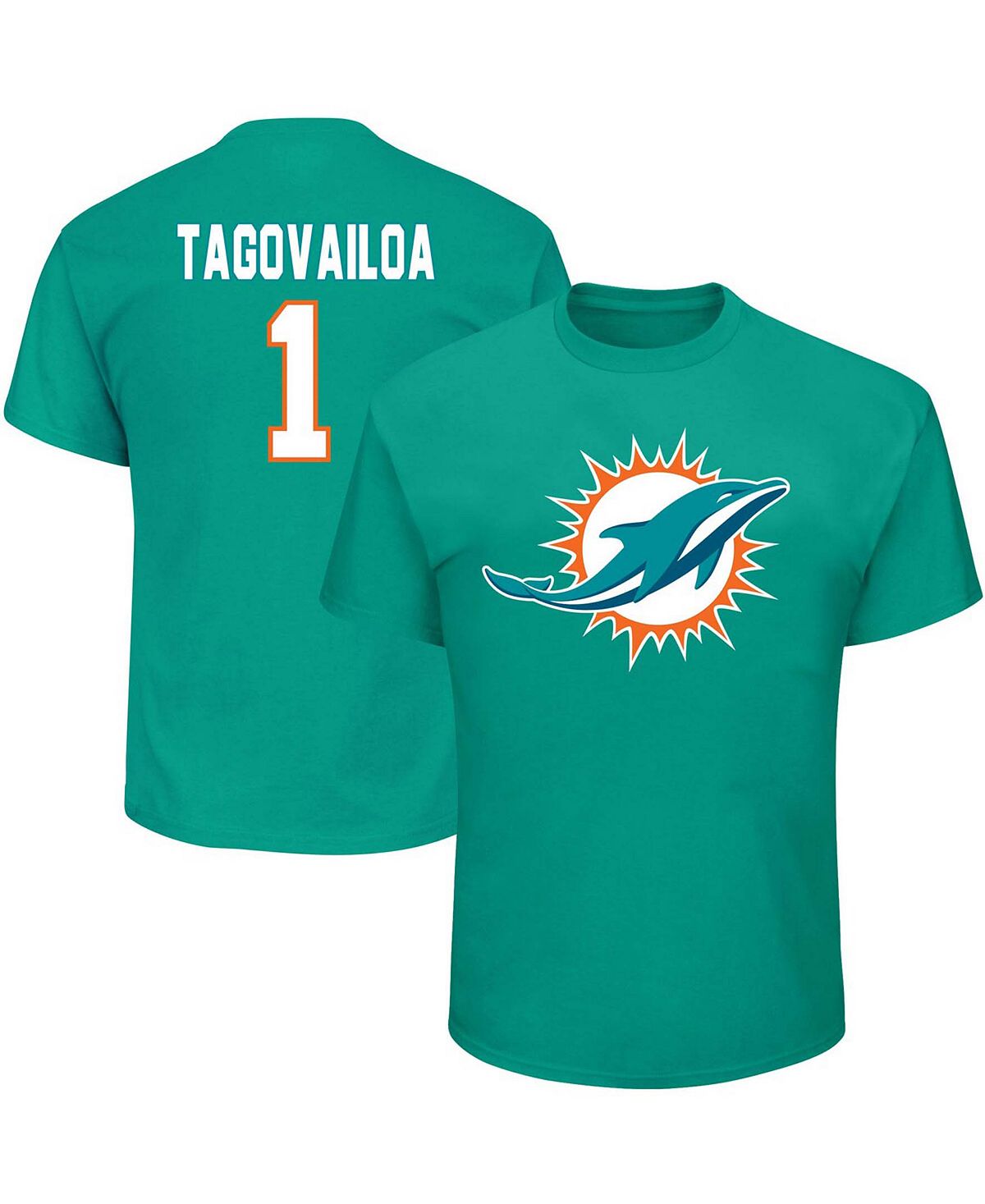цена Мужская футболка Big and Tall Tua Tagovailoa Aqua Miami Dolphins, имеющая право на получение получателя Iii, имя, номер Fanatics