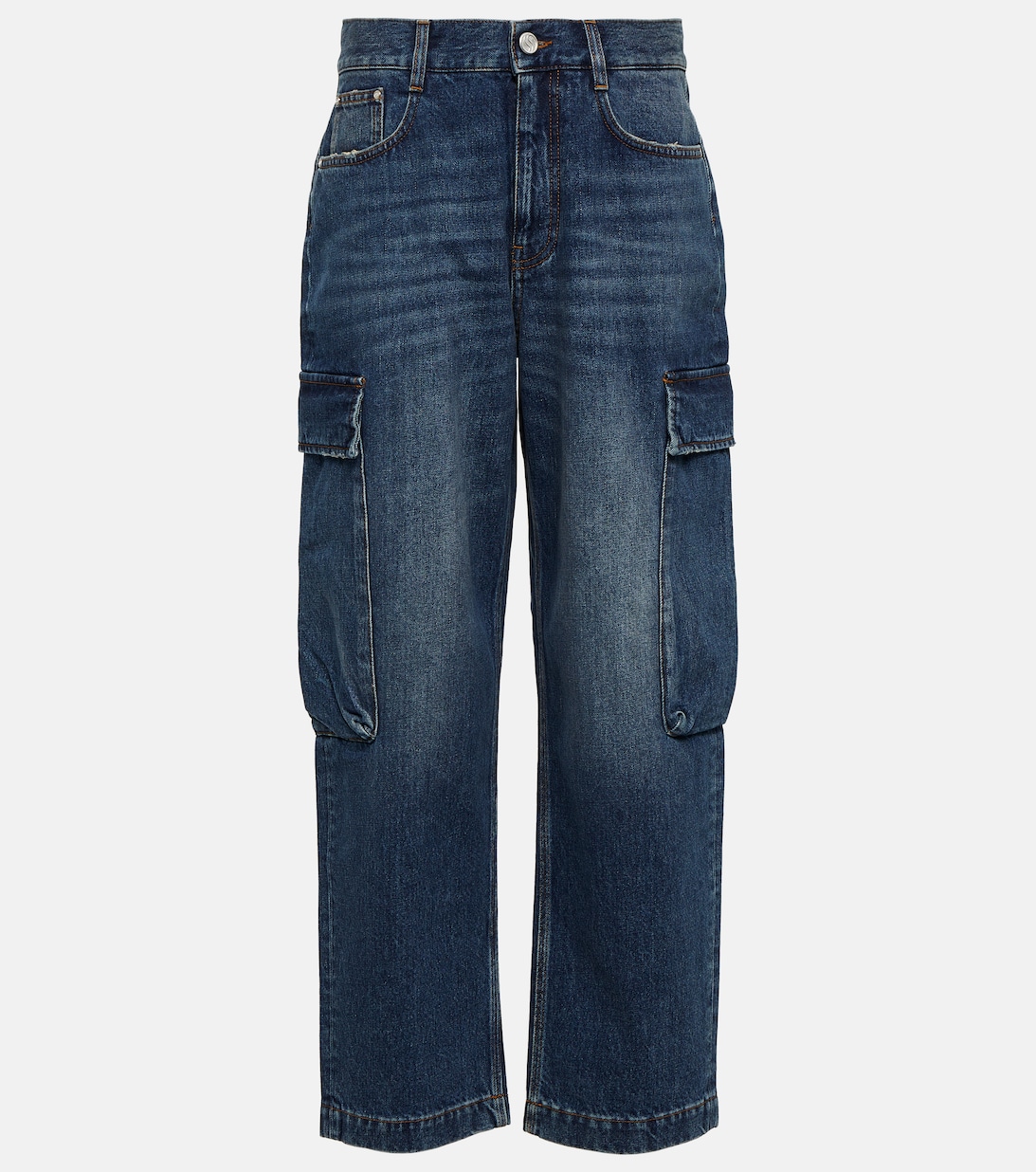 Укороченные джинсы карго с высокой посадкой STELLA MCCARTNEY, синий