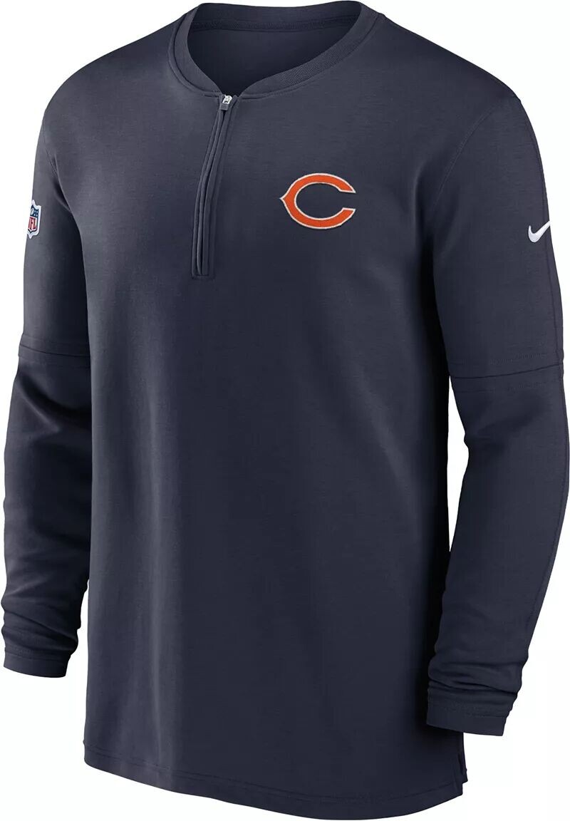 

Мужская темно-синяя футболка с молнией до половины длины Nike Chicago Bears Sideline