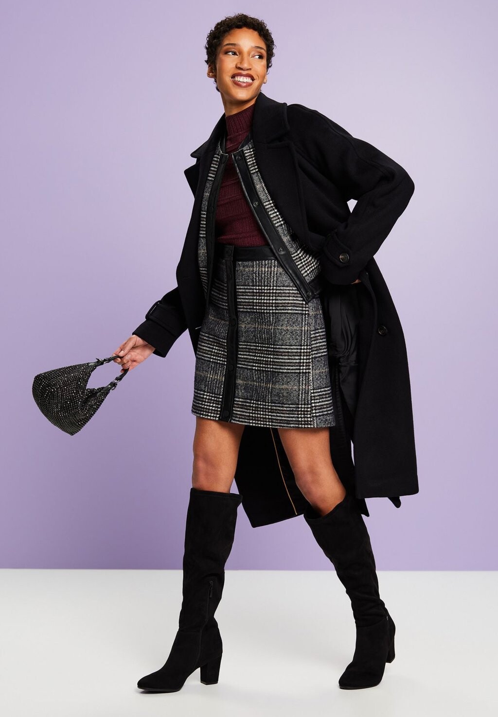 

Мини-юбка BOUCLE CHECK Esprit, цвет black