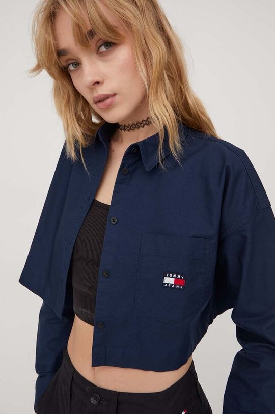 

Хлопчатобумажную рубашку Tommy Jeans, темно-синий
