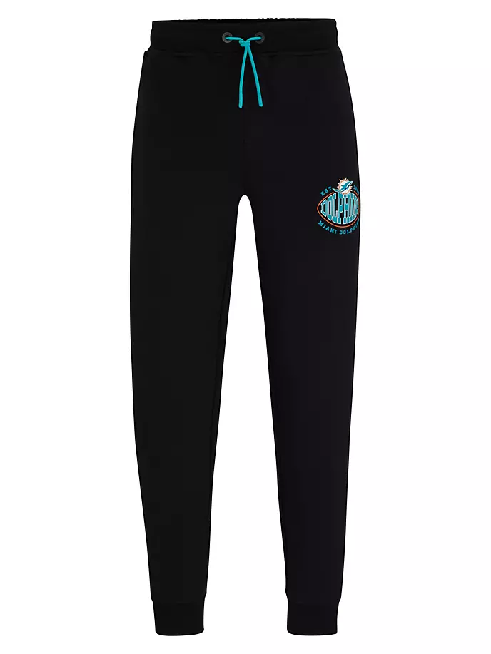 цена Спортивные брюки из хлопковой смеси BOSS x NFL с совместным брендингом Boss, цвет dolphins black
