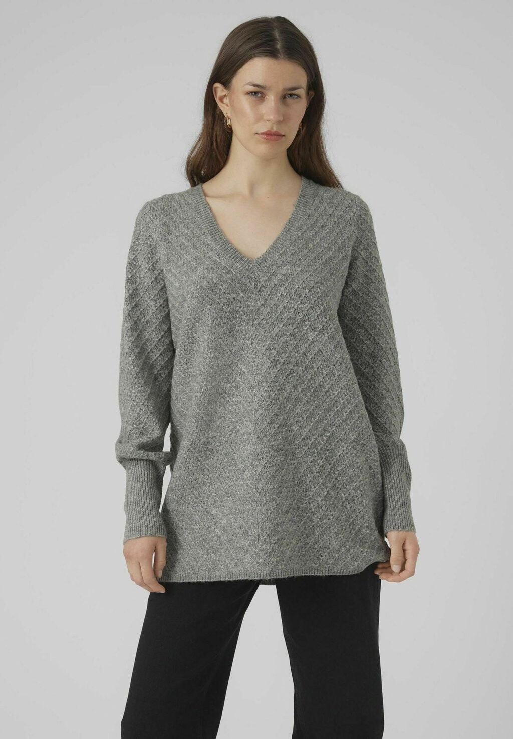 

Свитшот Vero Moda V-NEK, цвет medium grey melange