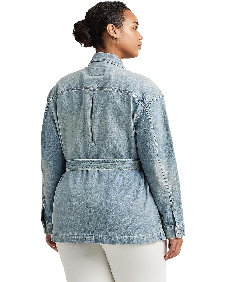 

Куртка LAUREN Ralph Lauren Plus-Size Belted Denim Field Jacket, цвет Isla Wash