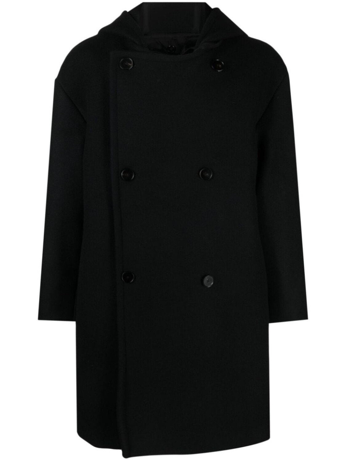 

Jil Sander шерстяное двубортное пальто Sport с капюшоном, черный