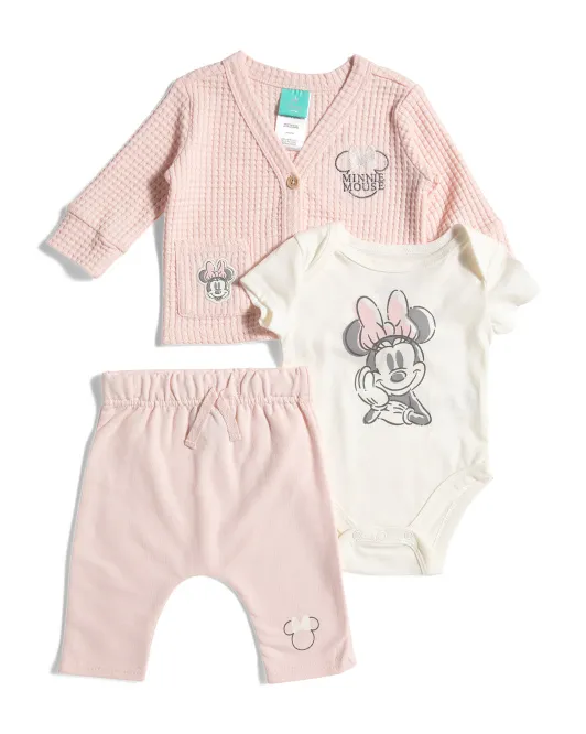 

Комплект свитера из 3 предметов для новорожденных девочек Minnie Mouse, розовый
