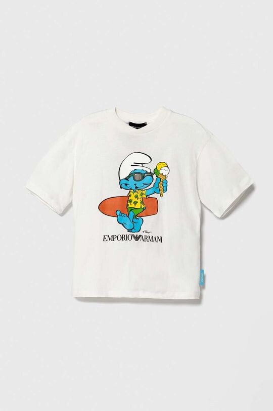 

Emporio Armani Детская хлопковая футболка The Smurfs, белый