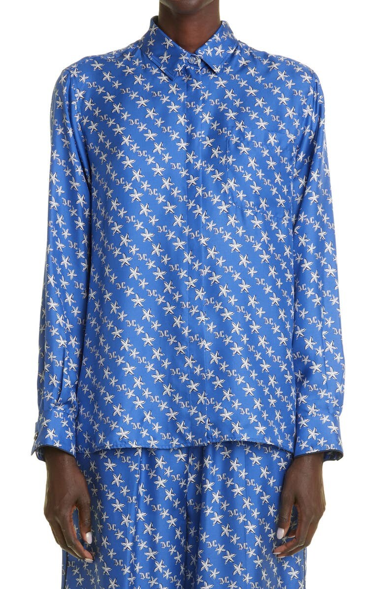 

Шелковая блузка с принтом London Starfish MAX MARA