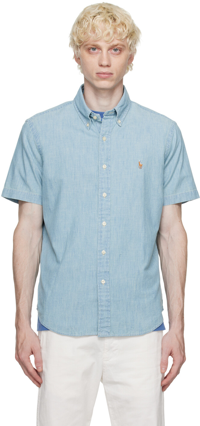 

Синяя рубашка классического кроя Polo Ralph Lauren
