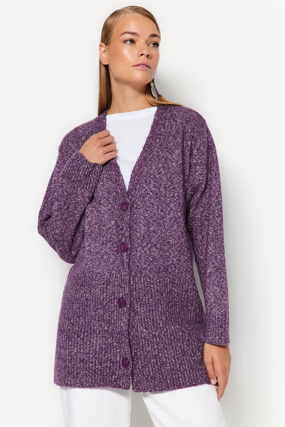 

Кардиган - Фиолетовый - Классический крой Trendyol Modest, фиолетовый