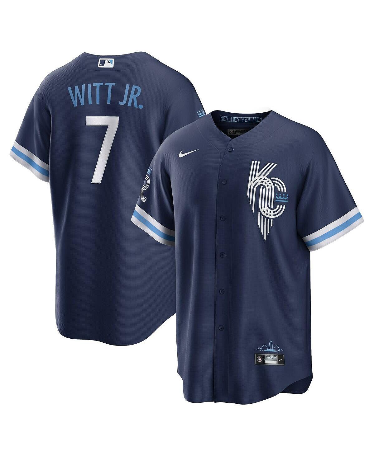 

Мужская футболка темно-синего цвета Bobby Witt Jr. Kansas City Royals 2022 City Connect Replica Player Nike, Синий