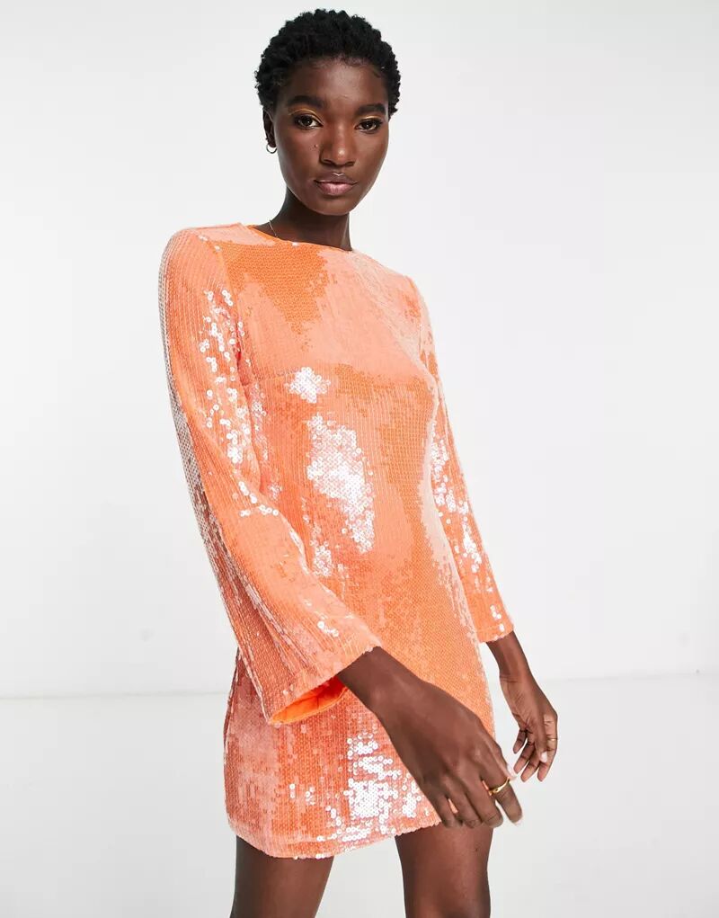 Оранжевое платье мини с бисером Pretty Lavish