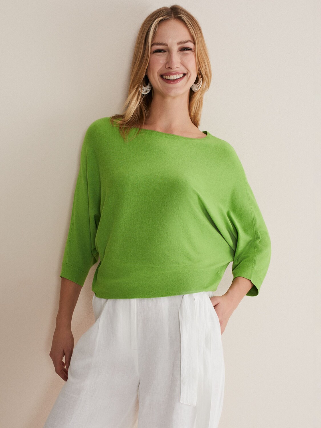 

Джемпер тонкой вязки Phase Eight Cristine Batwing, салатовый, Зеленый