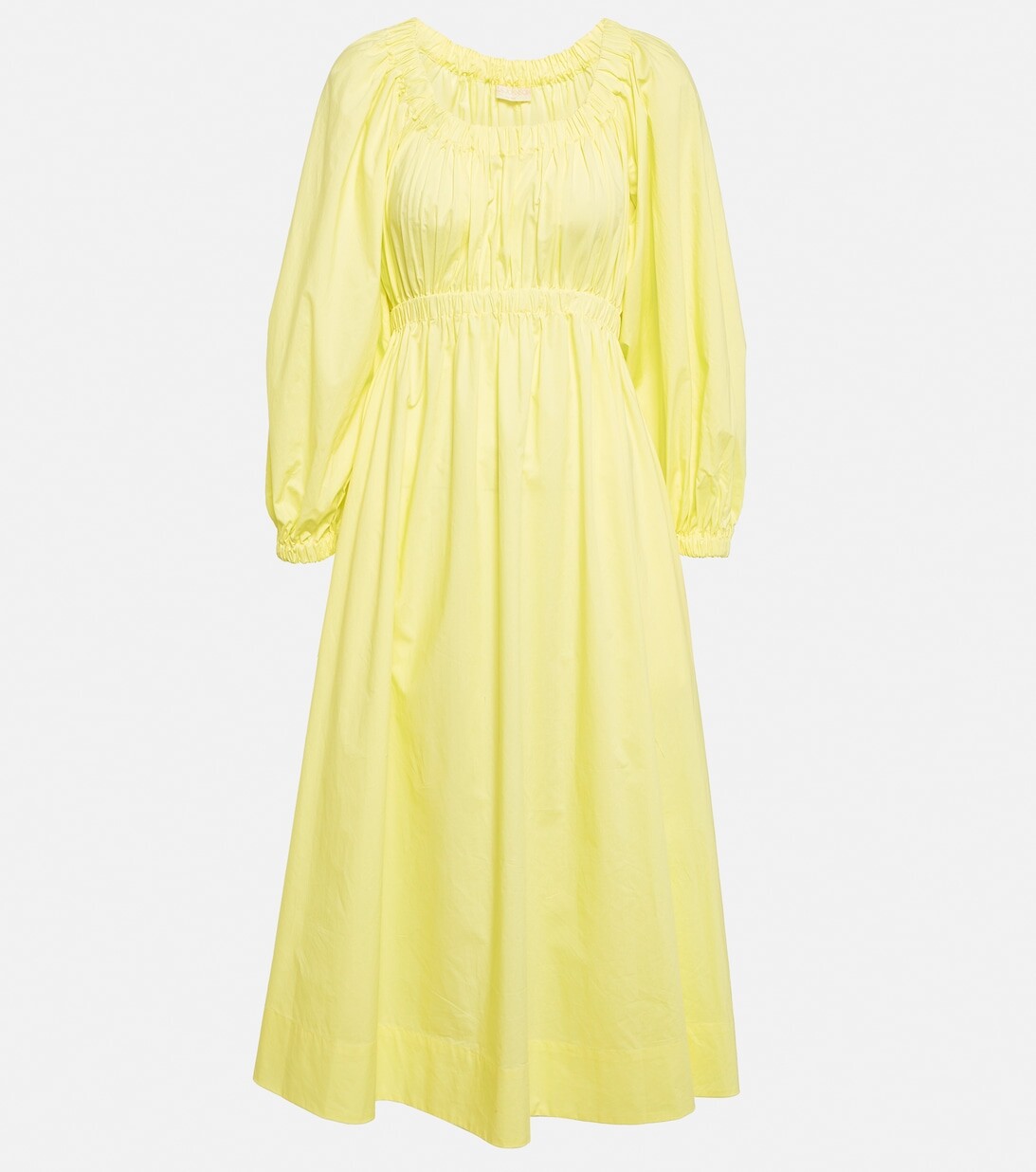 

Платье миди Helena из хлопка со сборками ULLA JOHNSON, желтый