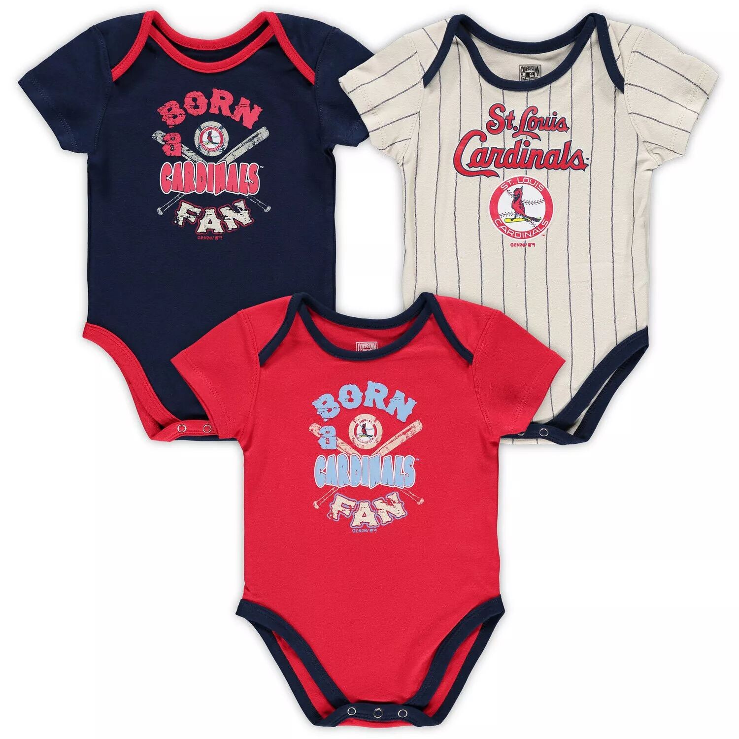 

Набор из трех штук Infant Navy/красный/кремовый St. Louis Cardinals Future Number One Creeper Outerstuff
