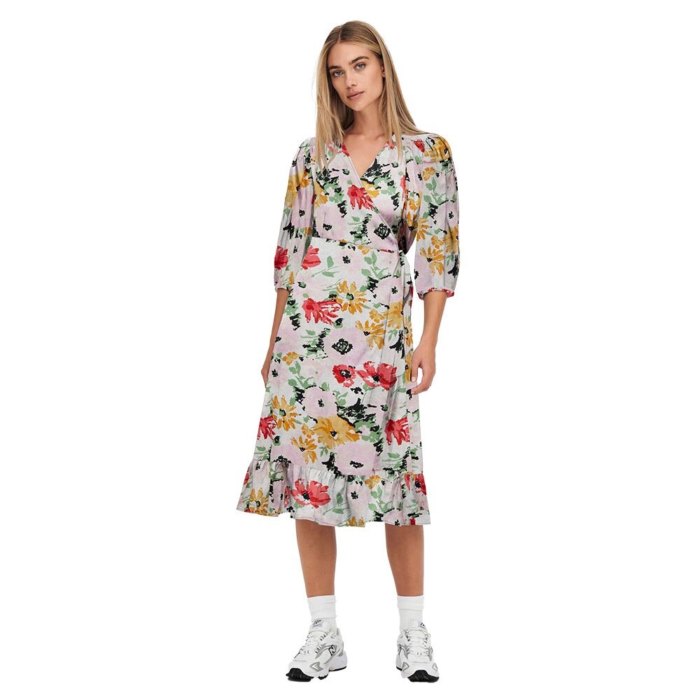 

Платье Only Olivia Wrap Midi 3/4 Sleeve, разноцветный