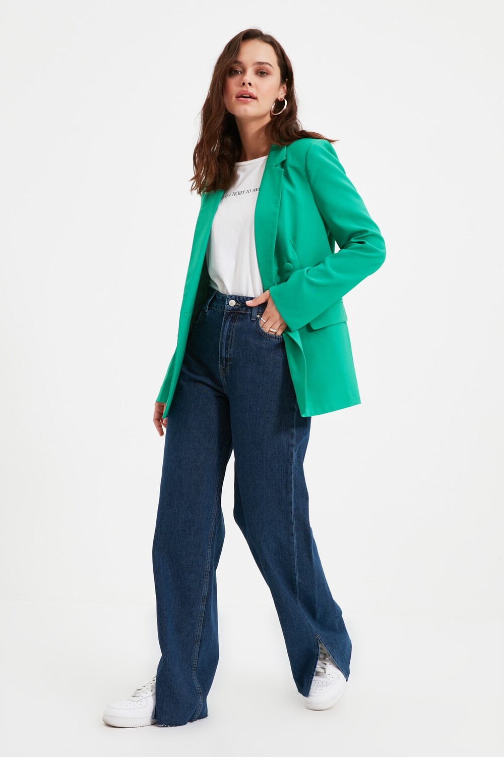 

Джинсы - Синие - Широкие штанины Trendyol Modest, синий