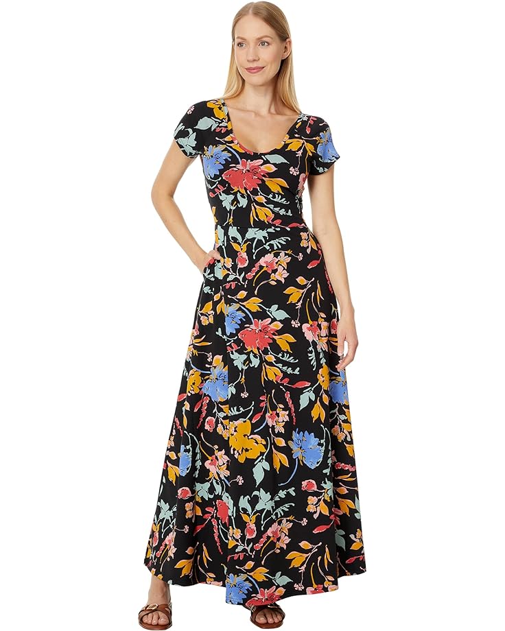 Платье PACT Fit & Flare Crossback Maxi, цвет Nightfall Blooms
