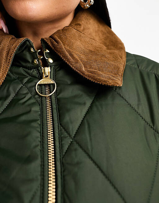 

Стеганая куртка на молнии цвета хаки Barbour Woodhall