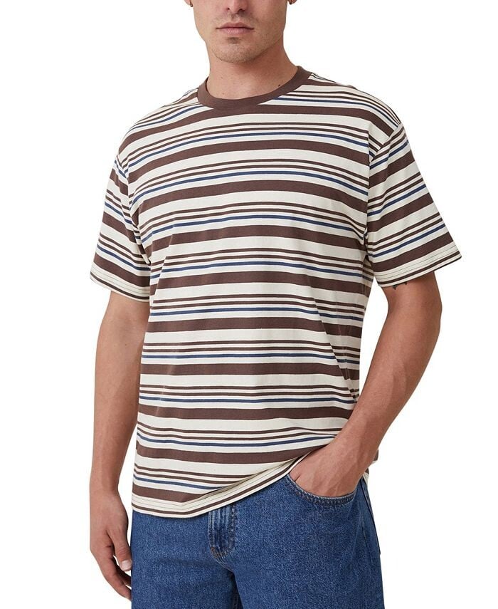 

Мужская футболка свободного кроя в полоску COTTON ON, цвет Creampuff Triple Stripe