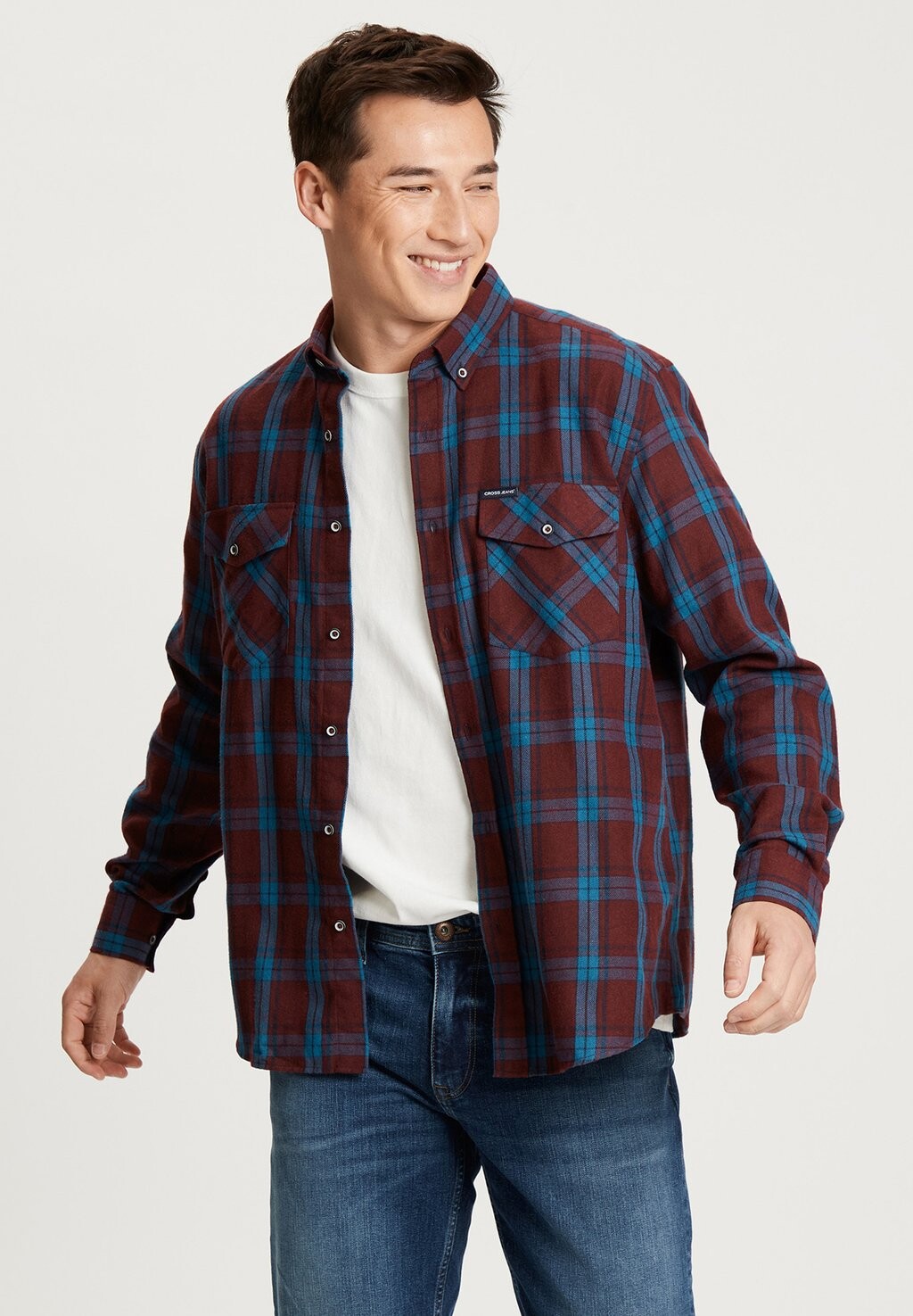 

Рубашка Cross Jeans, бордовый