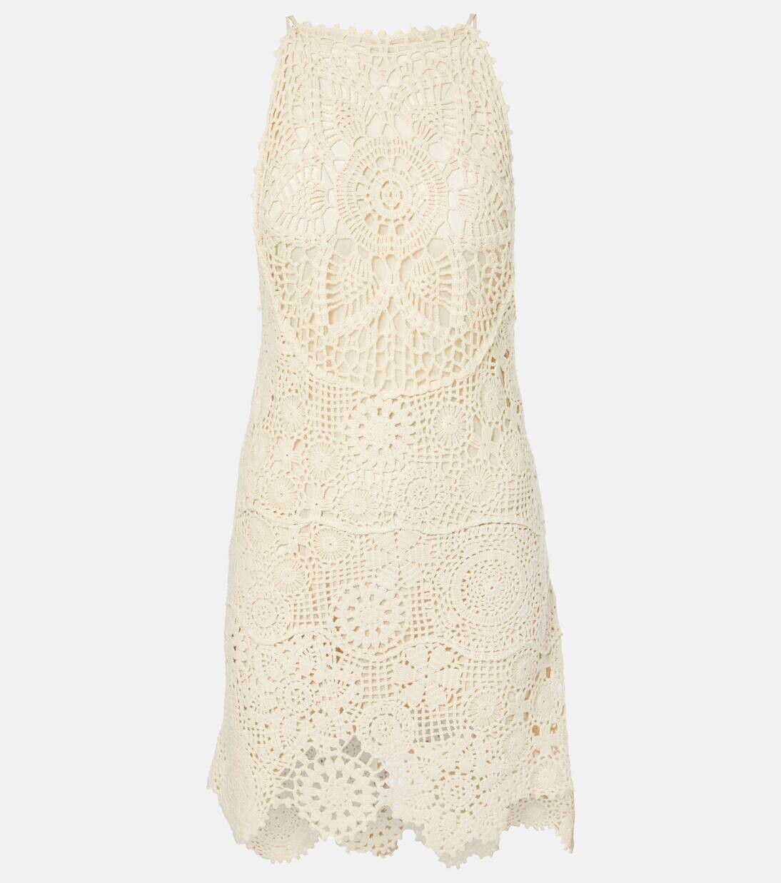 

Мини-платье крючком из хлопка Mini Whimsy Staud, цвет buttercream
