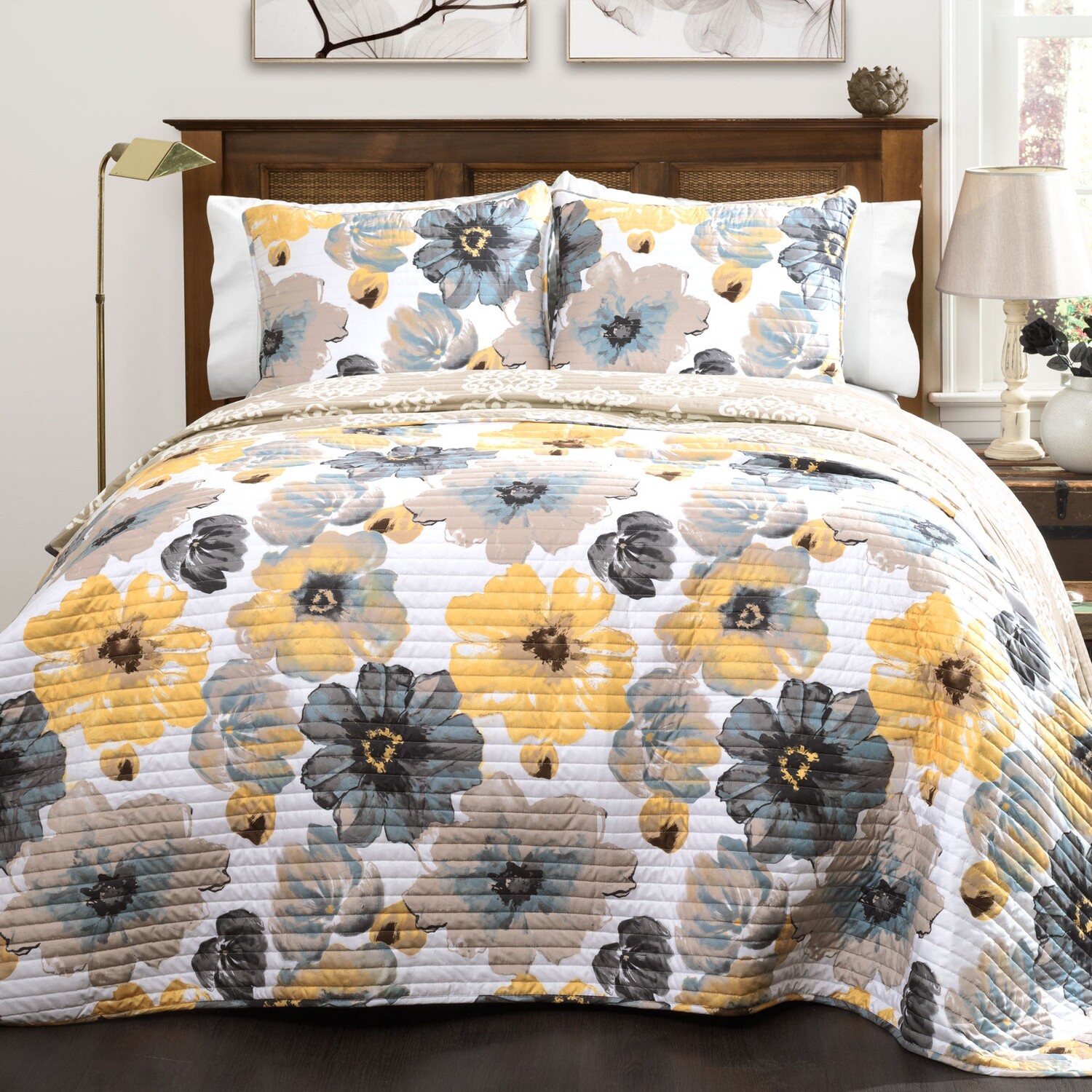 

Синий комплект одеял Leah из 3 предметов Lush Decor, цвет Yellow