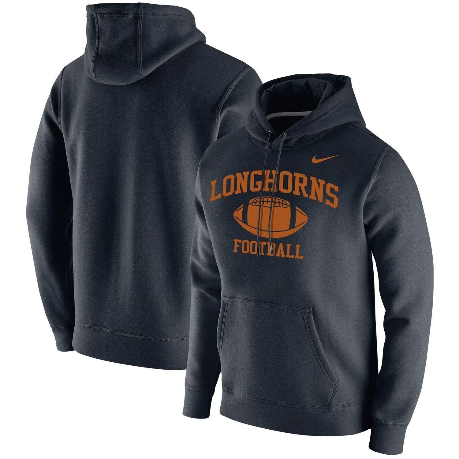 

Мужской черный флисовый пуловер с капюшоном в стиле ретро Texas Longhorns Football Club Nike