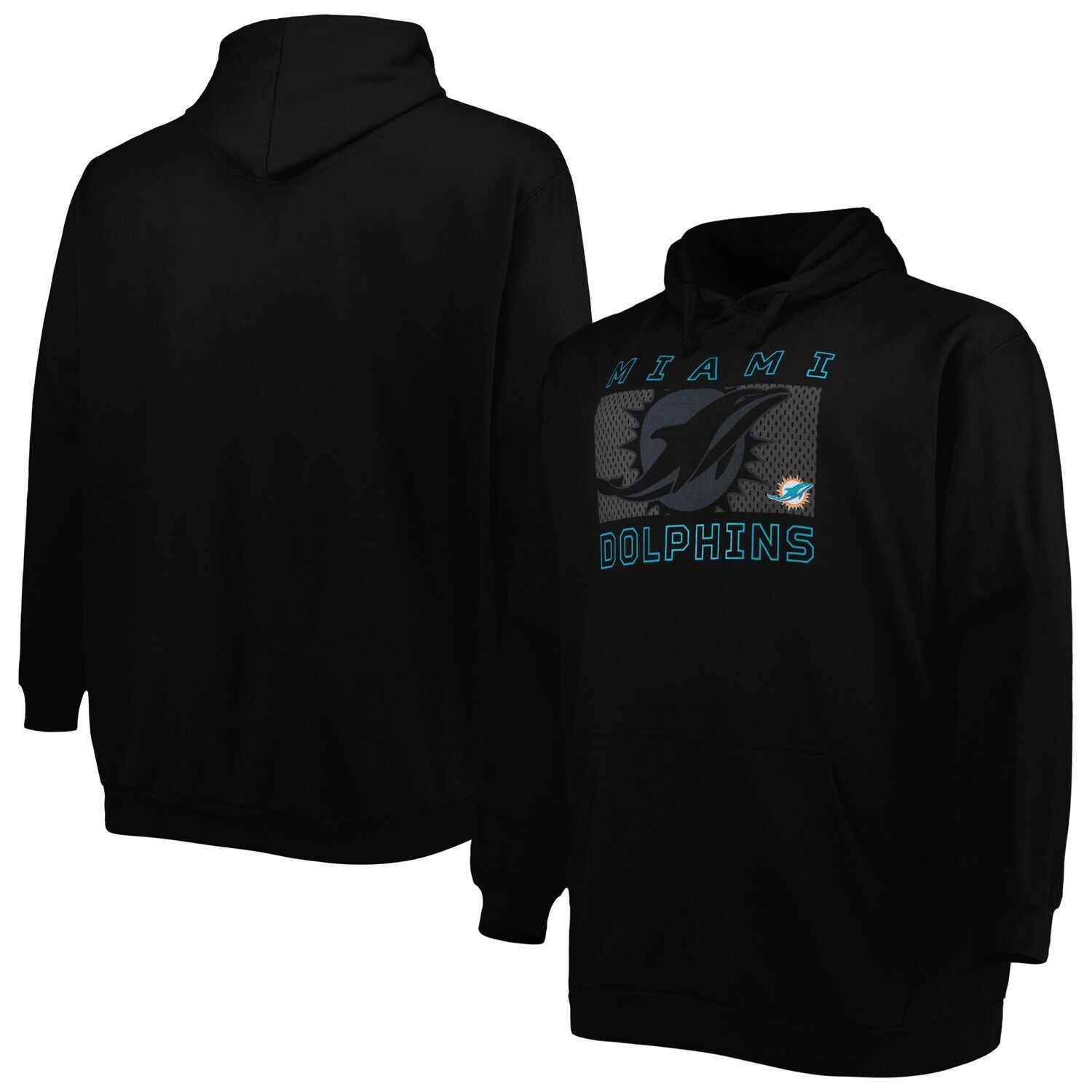 

Мужской фирменный черный пуловер с капюшоном Miami Dolphins Big & Tall Pop of Color Fanatics