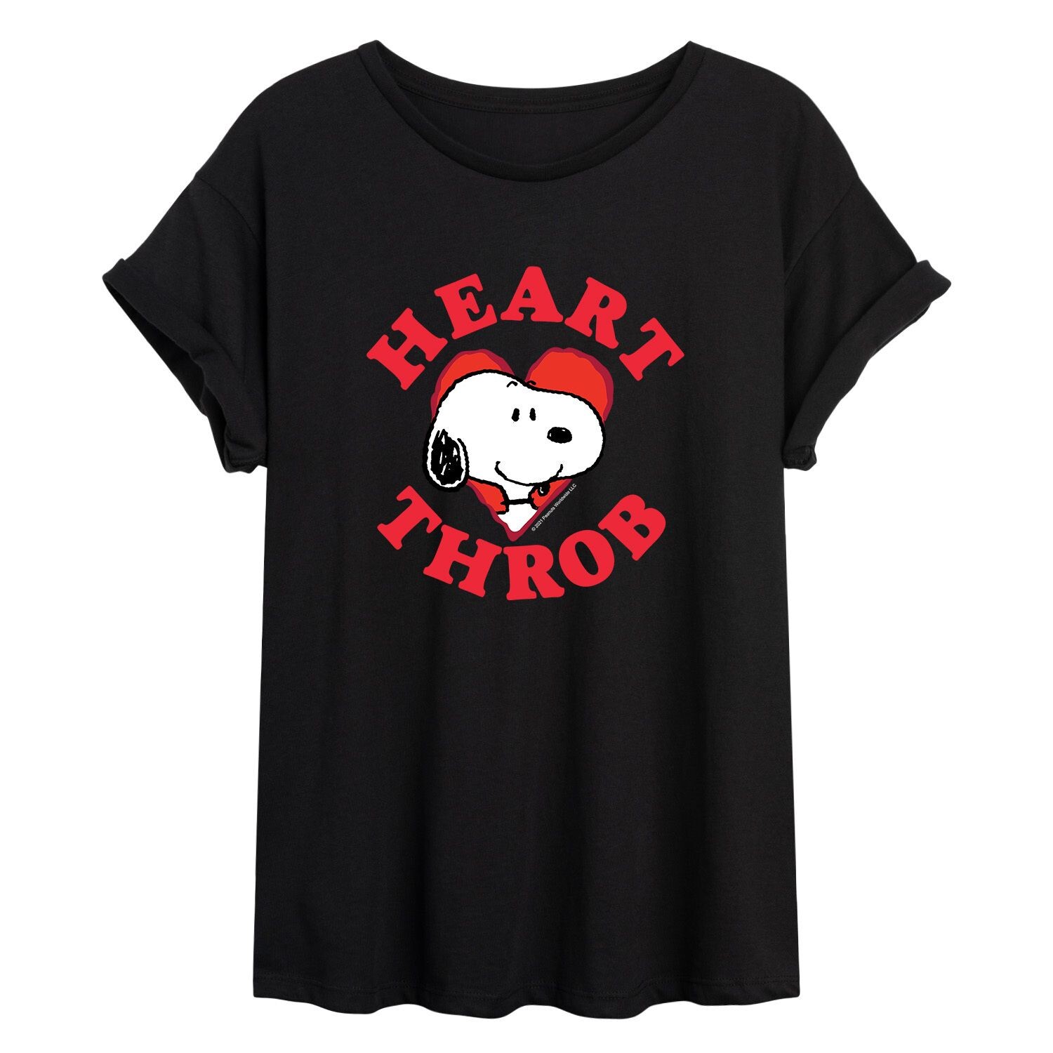 

Струящаяся футболка Juniors' Peanuts Heart Throb Licensed Character, черный
